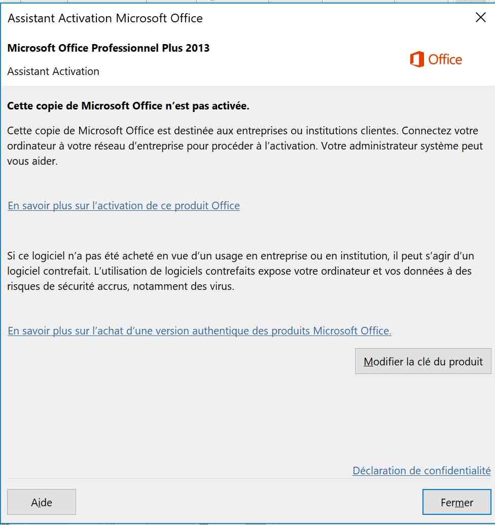 Comment activer la clé Microsoft Office 2016?